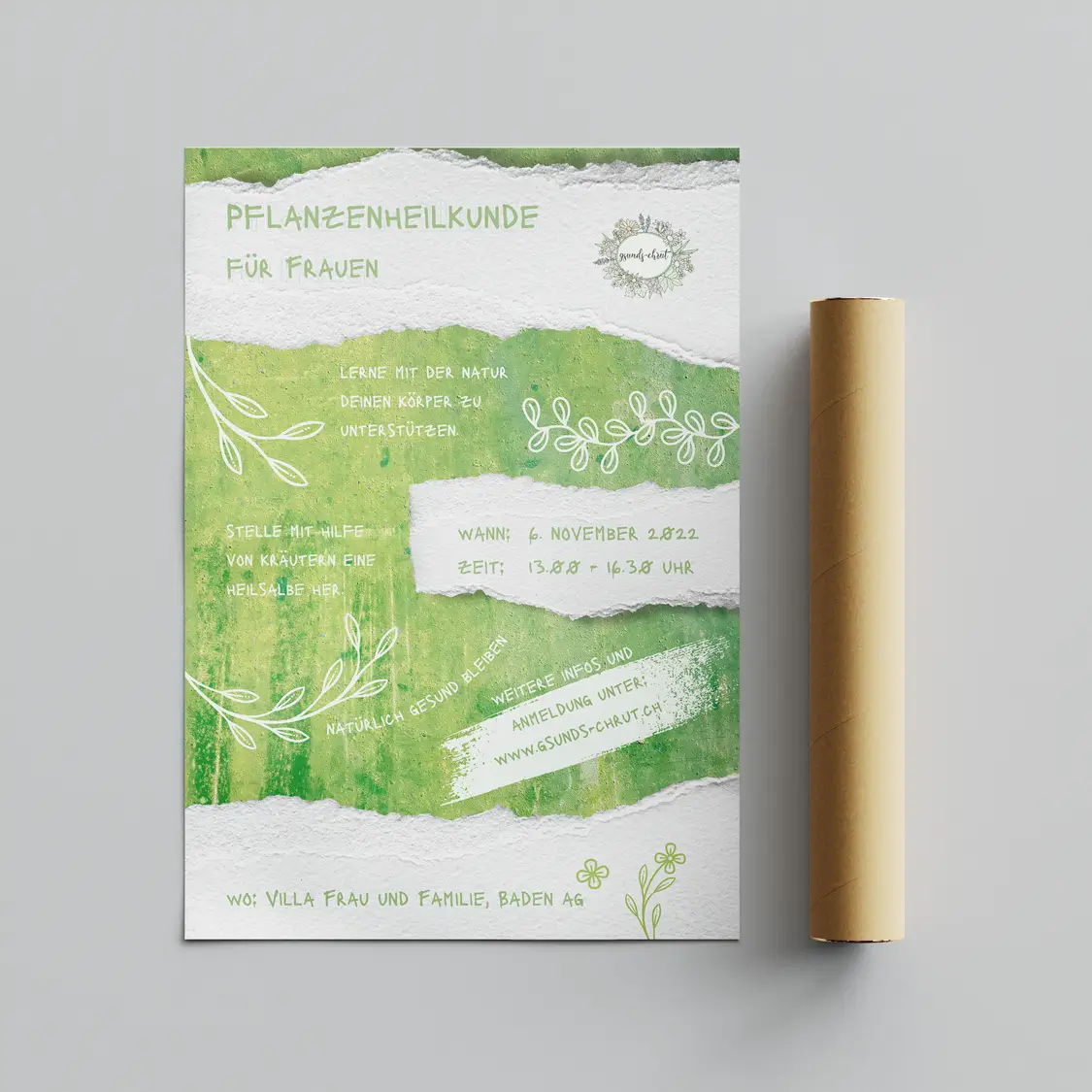 flyer design frauenkurs gesundheit baden