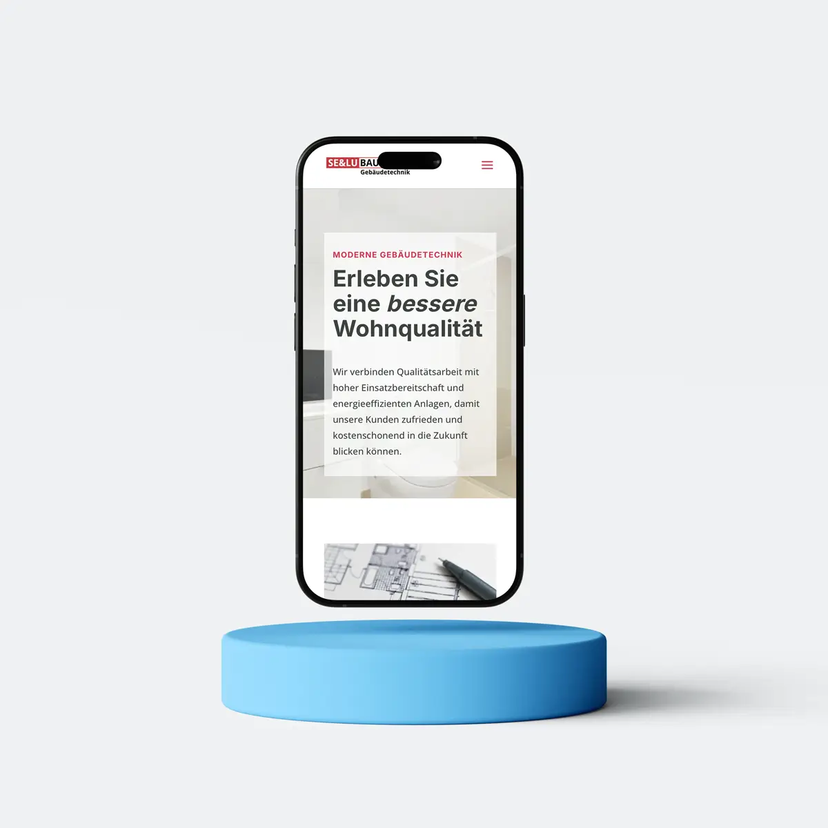 mockup-selubau-mobile Selu Bau Zürich Gebäudetechnik webseite